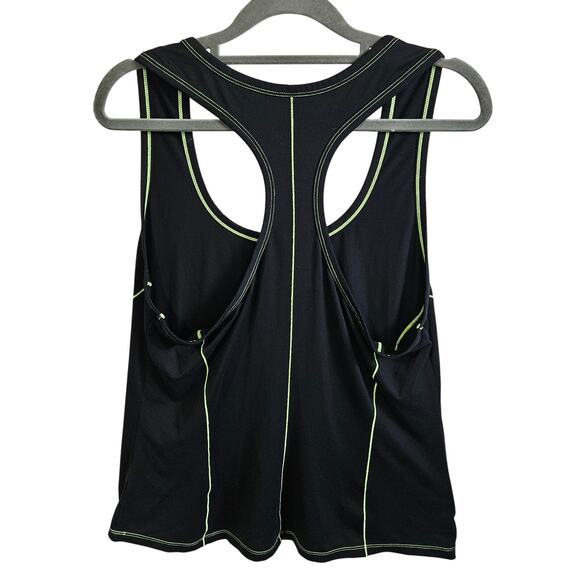 Fabletics Women's XL Contrast Trim Racerback Tank Top Black Neon Green Workout - Picture 4 of 6